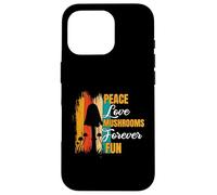Peace Love Mushrooms para Siempre Divertidos Forrajes de Carcasa para iPhone 16 Pro
