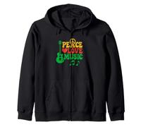 Peace Love Music Retro Hippie Vibes Guitarra 60s 70s Estilo Sudadera con Capucha