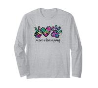 Peace Love Paws Graphic For Women Dog Mom and Animal Lover Manga Larga