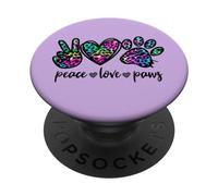 Peace Love Paws Graphic For Women Dog Mom and Animal Lover PopSockets PopGrip Adhesivo