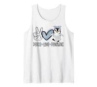 Peace Love Penguins Lindo pingüino con Diadema de Flores Camiseta sin Mangas