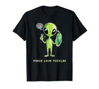 Peace Love Pickles Lindo Alien Camiseta