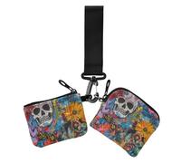 Peace Love pintura al óleo graffiti romance misticismo monedero para mujer tarjetero mini moda tarjetero identidad protección con cremallera bolsillo monedero para mujer 2 piezas, Paz Amor Pintura Al