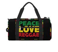 Peace Love Reggae - Bolsa de gimnasio divertida con compartimento para zapatos, bolsa de viaje para fin de semana, bolsa de yoga