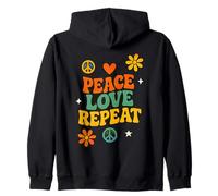Peace Love Repeat, Retro, Vintage, Hippie Sudadera con Capucha