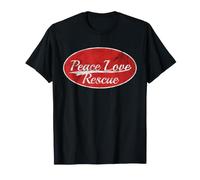 Peace Love Rescue Vintage Varsity Athletic Graphic Camiseta