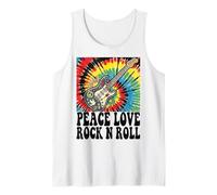 Peace Love Rock N Roll Guitarra Hippie Retro Music Art Design Camiseta sin Mangas