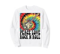 Peace Love Rock N Roll Guitarra Hippie Retro Music Art Design Sudadera