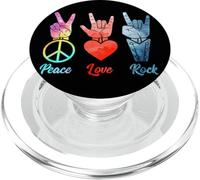 Peace Love Rock & Roll Vintage Peace Loving Musician PopSockets PopGrip para MagSafe