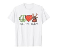 Peace Love & Rudolph Reindeer Christmas Xmas Kids Girls Camiseta