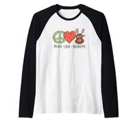 Peace Love & Rudolph Reindeer Christmas Xmas Kids Girls Camiseta Manga Raglan