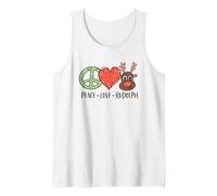 Peace Love & Rudolph Reindeer Christmas Xmas Kids Girls Camiseta sin Mangas