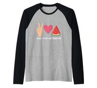 Peace Love Sandía Divertido Verano Fruta Amante Gráfico Camiseta Manga Raglan
