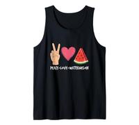 Peace Love Sandía Divertido Verano Fruta Amante Gráfico Camiseta sin Mangas