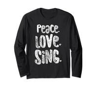 Peace Love Sing - Camisa para Cantantes para música, Bonito Regalo, Color Blanco Manga Larga