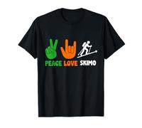 Peace Love Skimo Esquí Montañismo Cuesta Arriba Tripulación Carreras Vida Camiseta