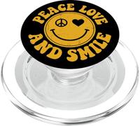 Peace Love & Smile Retro Happy Face Peace Signo de la Paz en Forma de corazón PopSockets PopGrip para MagSafe