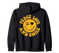 Peace Love & Smile Retro Happy Face Peace Signo de la Paz en Forma de corazón Sudadera con Capucha