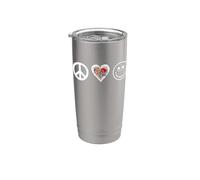 Peace Love Smile with all Your Heart - Feliz día de San Valentín Vaso térmico de acero inoxidable de doble pared