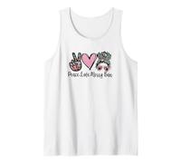 Peace Love Teaching with Messy Bun Funny Teacher Quote Camiseta sin Mangas