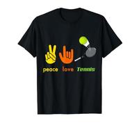 Peace Love Tennis Funny Tennis Lovers Hand Sign Design Camiseta gráfica económica, Hombre, Negro, XL