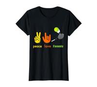 Peace Love Tennis Funny Tennis Lovers Hand Sign Design Camiseta gráfica económica, Mujer, Negro, XL