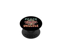 Peace Love Ukelele Hippie Hawaiano Reproductor de música Retro PopSockets PopGrip Adhesivo