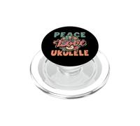 Peace Love Ukelele Hippie Hawaiano Reproductor de música Retro PopSockets PopGrip para MagSafe