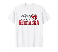 Peace Love Volleyball Bold Nebraska Camiseta