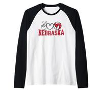 Peace Love Volleyball Bold Nebraska Camiseta Manga Raglan