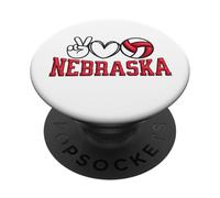 Peace Love Volleyball Bold Nebraska PopSockets PopGrip Adhesivo