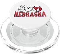 Peace Love Volleyball Bold Nebraska PopSockets PopGrip para MagSafe