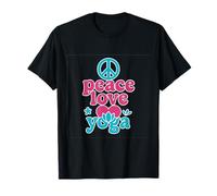 Peace Love Yoga Retro Lotus Heart Arte Gráfico Camiseta