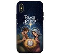 Peace on Earth Elegant Nativity Christmas Art Carcasa para iPhone X/XS
