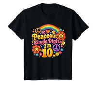 Peace out Single Digits I'm 10 Retro Groovy Birthday Rainbow Camiseta