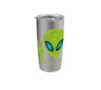 Peace Sign Alien Head Extraterrestre Space UFO Ciencia Ficción Vaso térmico de acero inoxidable de doble pared