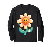 Peace Sign Happy Daisy Flower Retro Groovy Positive Smile Manga Larga