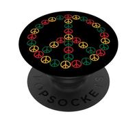 Peace Sign Hippie Retro 60s 70s Rasta Peace Lover Vintage PopSockets PopGrip Adhesivo