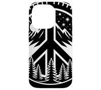 Peace Sign Mountain Day and Night Emblema Naturaleza Montaña Carcasa para iPhone 14 Pro