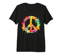 Peace Sign World Love Flowers Hippie Groovy Vibes Colorido Camiseta Premium