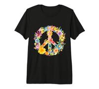 Peace Sign World Love Flowers Hippie Groovy Vibes Colorido Camiseta Premium