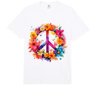 Peace Sign World Love Flowers Hippie Groovy Vibes Colorido Comfort Colors Adult Heavyweight T-Shirt