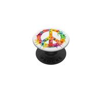 Peace Sign World Love Flowers Hippie Groovy Vibes Colorido PopSockets PopGrip Adhesivo