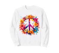 Peace Sign World Love Flowers Hippie Groovy Vibes Colorido Sudadera