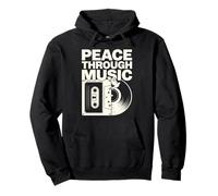 Peace Through Music Groovy Hippie Retro Cassette Vinilo Art Sudadera con Capucha