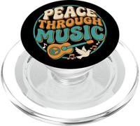 Peace Through Music - Guitarra Retro con diseño de Paloma PopSockets PopGrip para MagSafe
