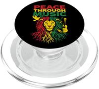 Peace Through Music Reggae Lion Rastafari Vibes Diseño artístico PopSockets PopGrip para MagSafe