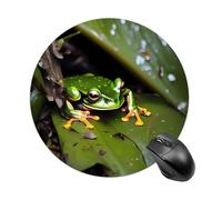 Peace Tree Frog - Alfombrilla de mouse redonda para juegos de deslizamiento suave, extra densidad, portátil, cómoda, para computadora, hogar, oficina, 7.8 x 7.8 pulgadas