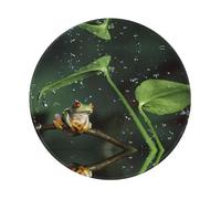 Peace Tree Frog - Alfombrilla redonda de goma antideslizante para mouse, duradera y cómoda para la oficina, juegos y aprendizaje, 8 en 1 unidad