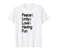 Peace Unity Love Having Fun Hip Hop Ampersand Helvetica Camiseta gráfica económica, Hombre, Blanco, M